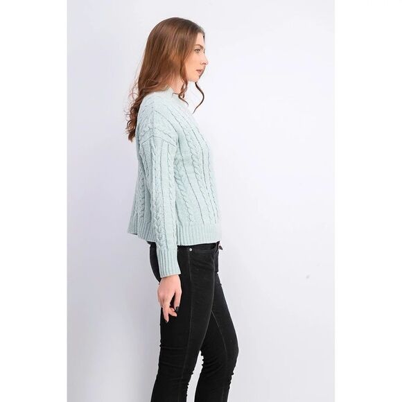 HIPPIE ROSE Sweater Mock Turtle Neck Cable Knit Long Sleeve Medium - Picture 3 of 3